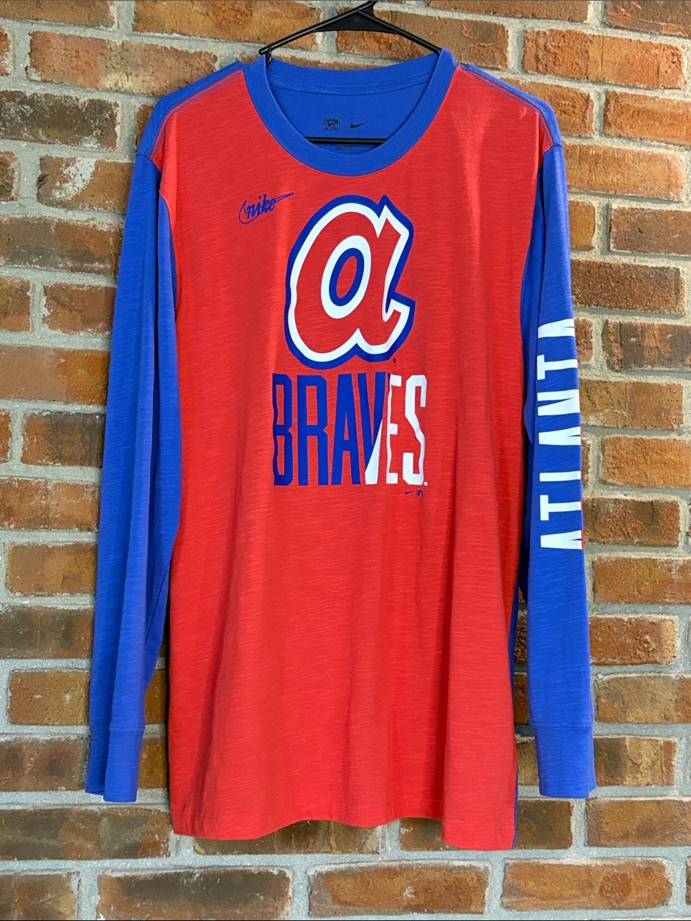 Nike Kids Atlanta Braves Red & Blue Long-Sleeve Tee
